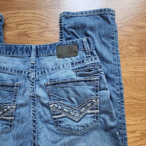 BKE Jake Straight Leg Jeans Mens Size 34R Blue Denim Stretch Contrast Stitch - Picture 7 of 11
